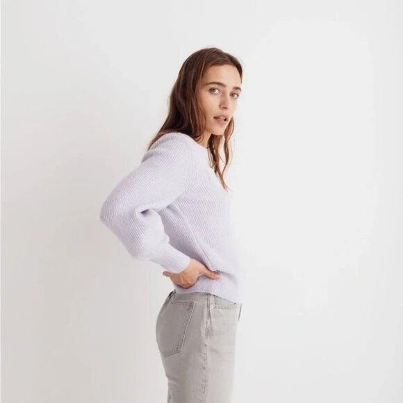Madewell Melwood Square-Neck Pullover Sweater| Hthr hyacinth| XS | NWOT - Picture 2 of 8